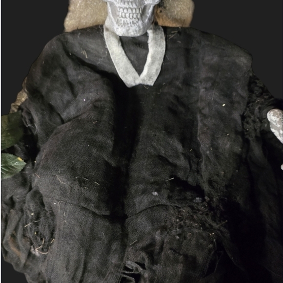 Skull head dressed in black with a hood , skeleton hands. Give that Eerie, Scary - Picture 4 of 6